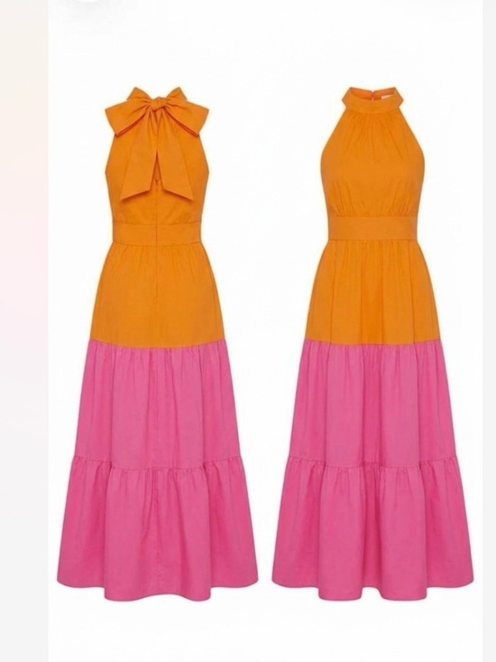 Sugarlips Dresses & Skirts - Sugarlips Colorblock Orange and Pink Maxi Dress